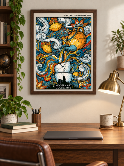 Lemon Tea Kitchen Wall Art - Wall Art Decor - close-up - lemon tea kitchen wall art, retro citrus poster
