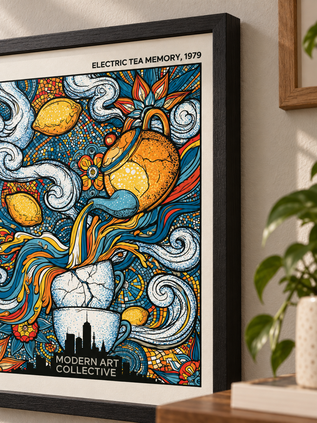 Lemon Tea Kitchen Wall Art - Wall Art Decor - alternate angle - lemon tea kitchen wall art, retro citrus poster