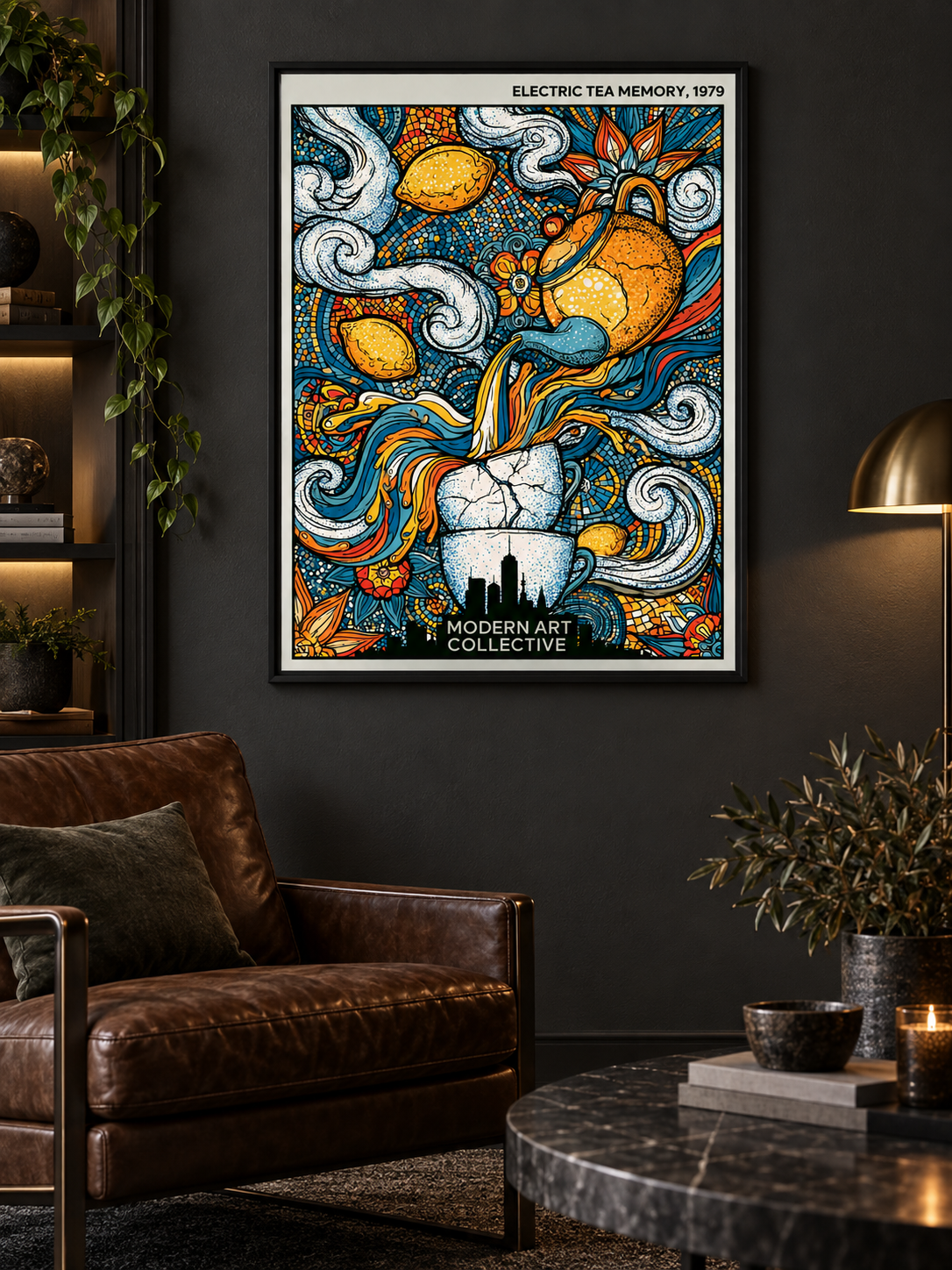 Lemon Tea Kitchen Wall Art - Wall Art Decor - detail view - lemon tea kitchen wall art, retro citrus poster
