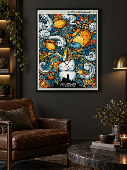 Lemon Tea Kitchen Wall Art - Wall Art Decor - detail view - lemon tea kitchen wall art, retro citrus poster