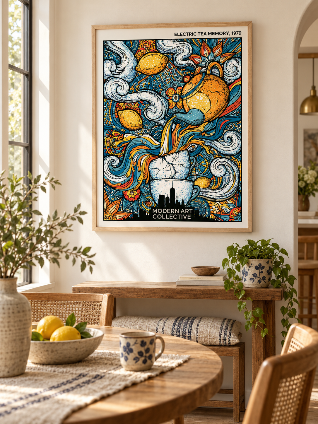 Lemon Tea Kitchen Wall Art - Wall Art Decor - lifestyle shot - lemon tea kitchen wall art, retro citrus poster