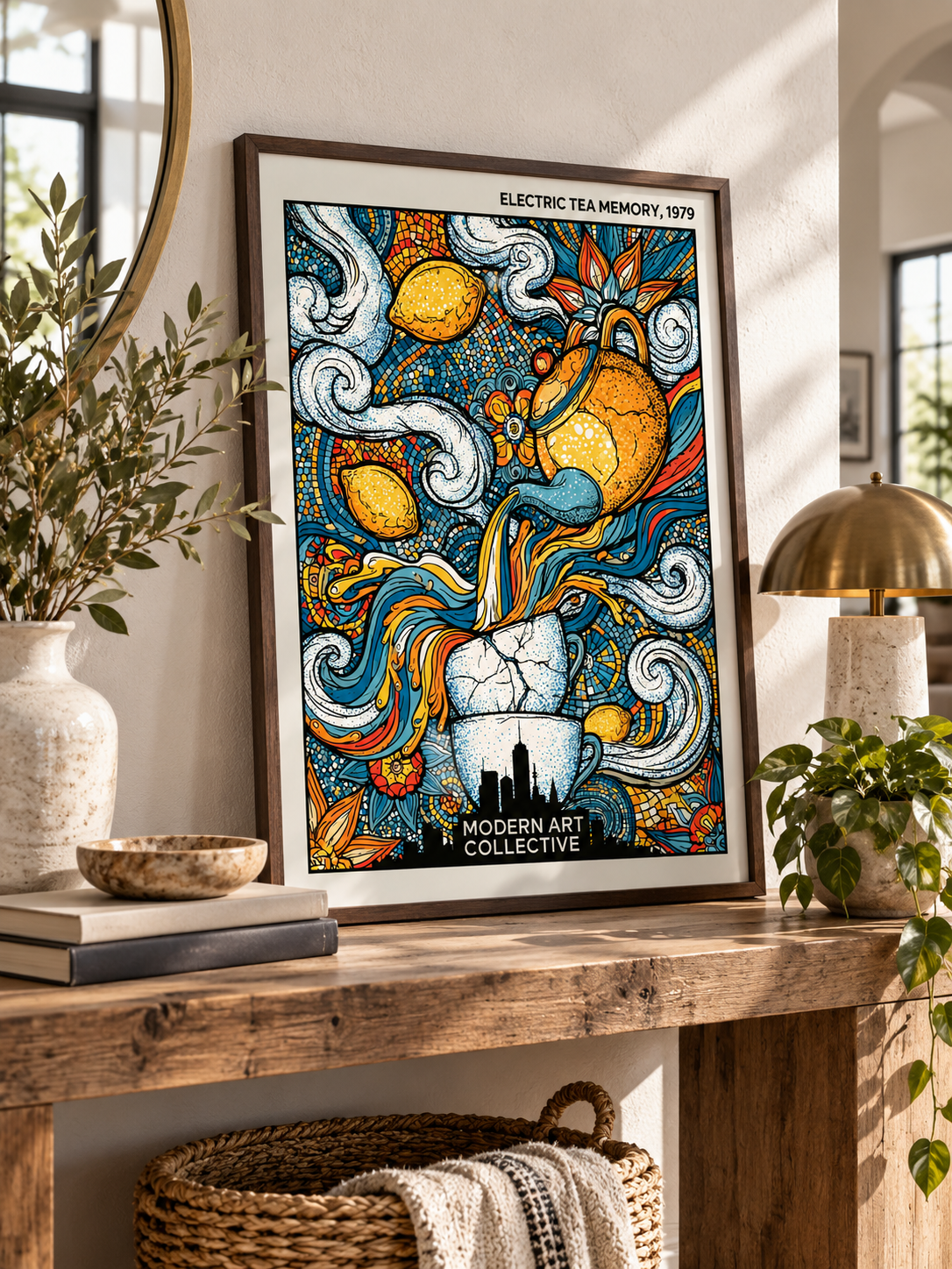 Lemon Tea Kitchen Wall Art - Wall Art Decor - close-up - lemon tea kitchen wall art, retro citrus poster