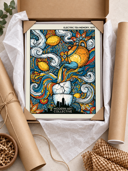 Lemon Tea Kitchen Wall Art - Wall Art Decor - alternate angle - lemon tea kitchen wall art, retro citrus poster