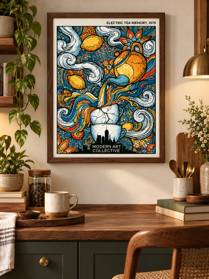 Lemon Tea Kitchen Wall Art - Wall Art Decor - front view - lemon tea kitchen wall art, retro citrus poster