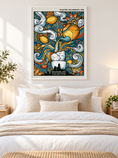 Lemon Tea Kitchen Wall Art - Wall Art Decor - lifestyle shot - lemon tea kitchen wall art, retro citrus poster