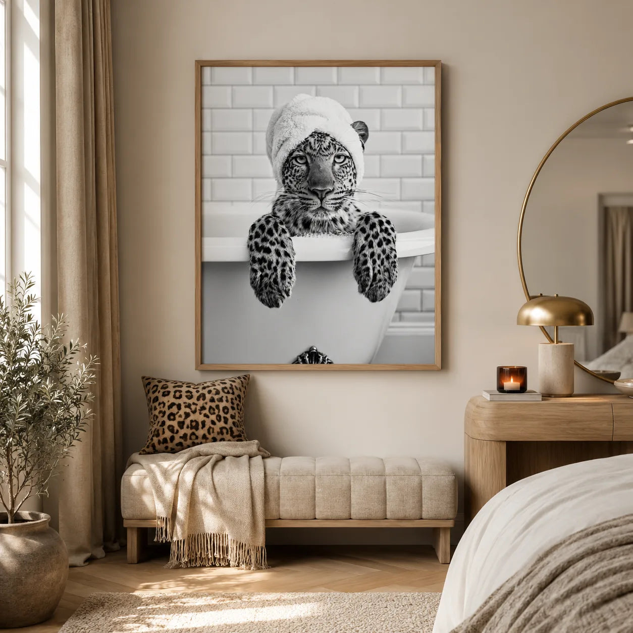 Leopard in Bathtub Wall Art Decor - Wall Art Decor - alternate angle