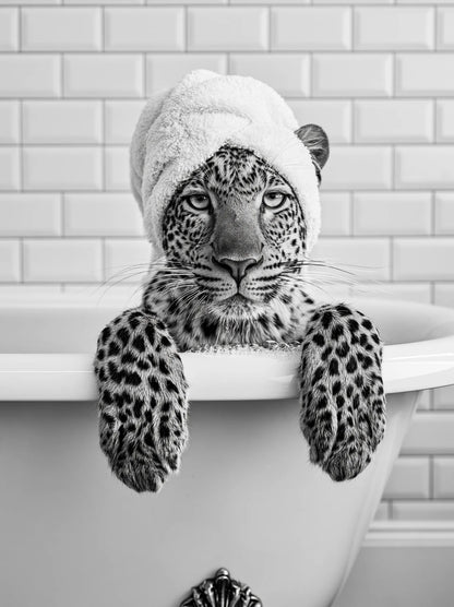 Leopard in Bathtub Wall Art Decor - Wall Art Decor - front view