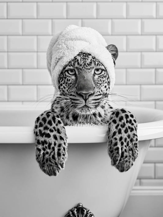 Leopard in Bathtub Wall Art Decor - Wall Art Decor - front view