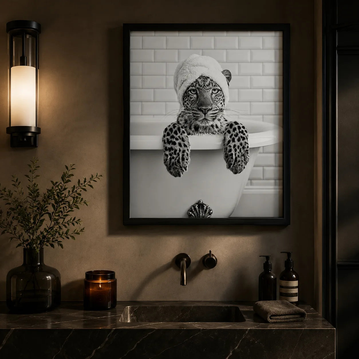 Leopard in Bathtub Wall Art Decor - Wall Art Decor - lifestyle