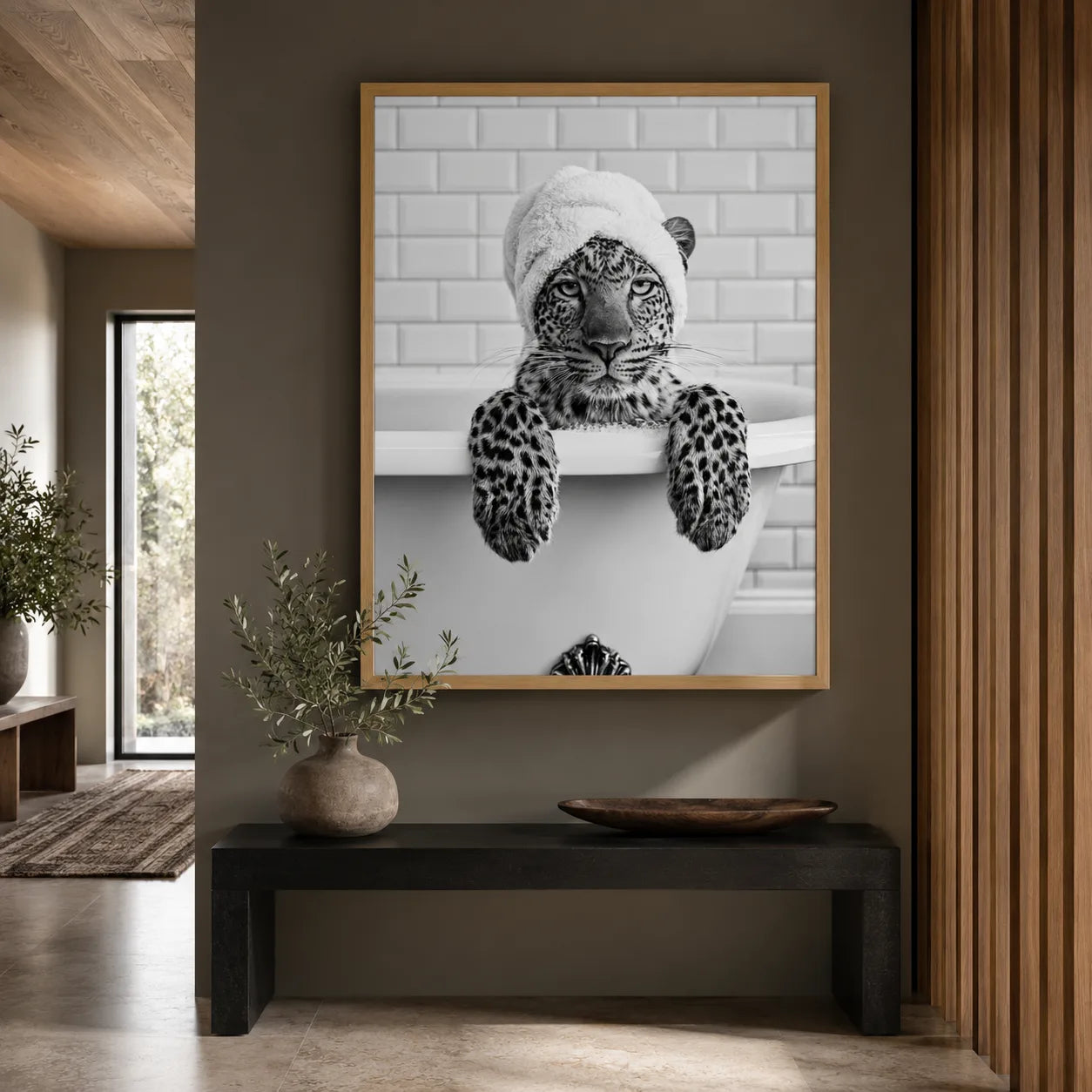 Leopard in Bathtub Wall Art Decor - Wall Art Decor - styled