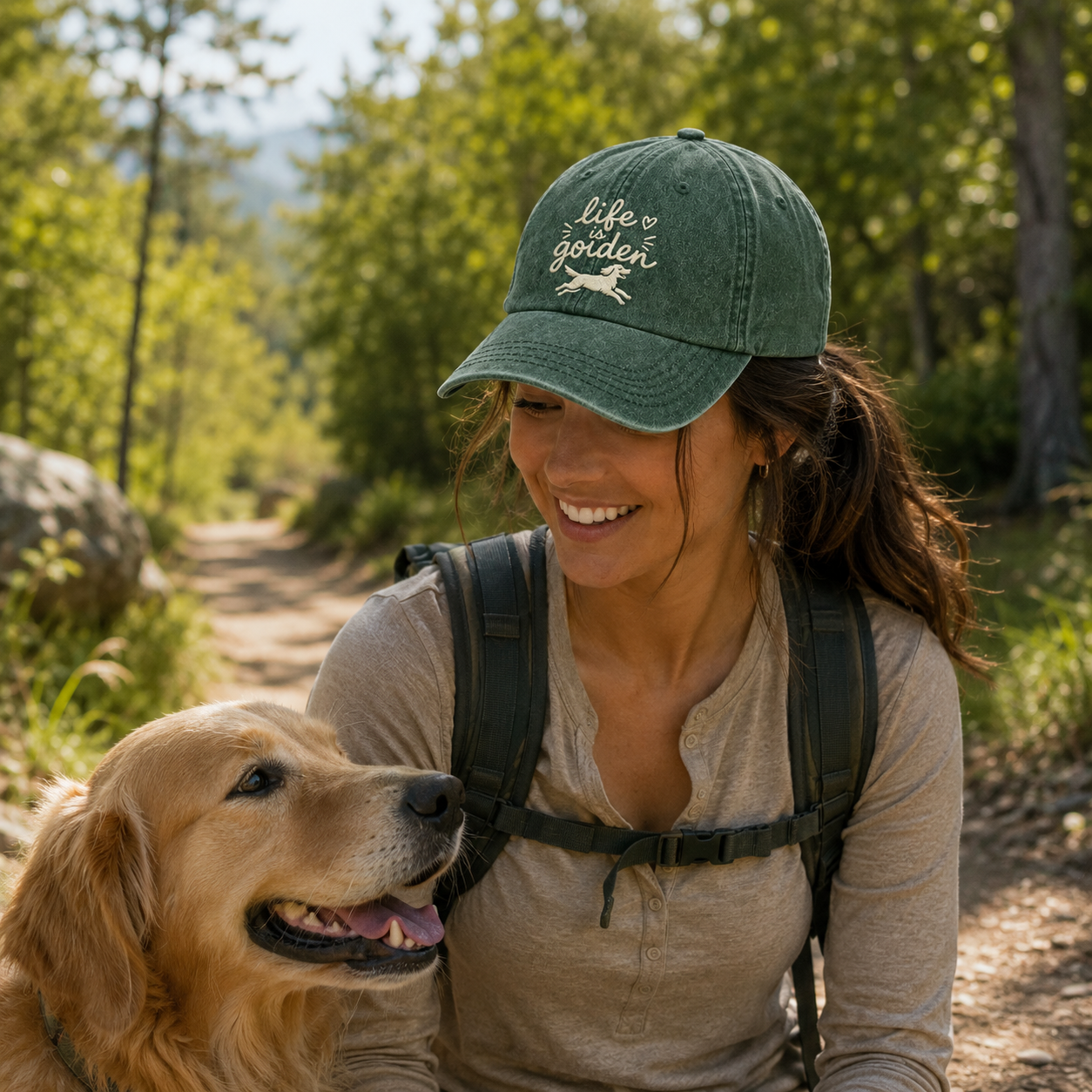 Life Is Golden Embroidered Washed Cap - Washed Cap - alternate angle