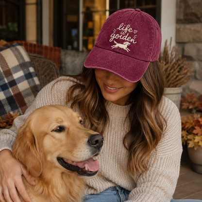 Life Is Golden Embroidered Washed Cap - Washed Cap - detail