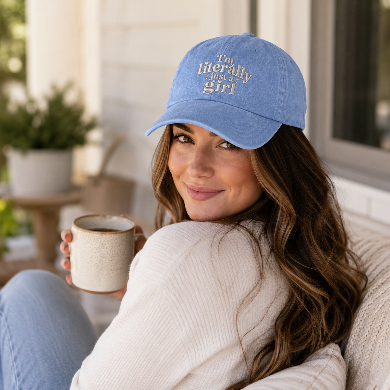 Literally Just a Girl Washed Cap - Washed Cap - alternate angle