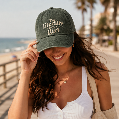 Literally Just a Girl Washed Cap - Washed Cap - detail