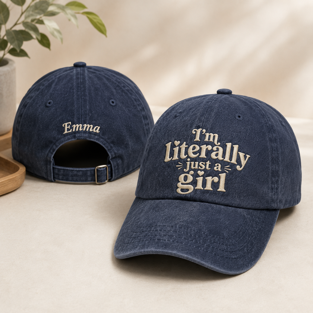 Literally Just a Girl Washed Cap - Washed Cap - front view