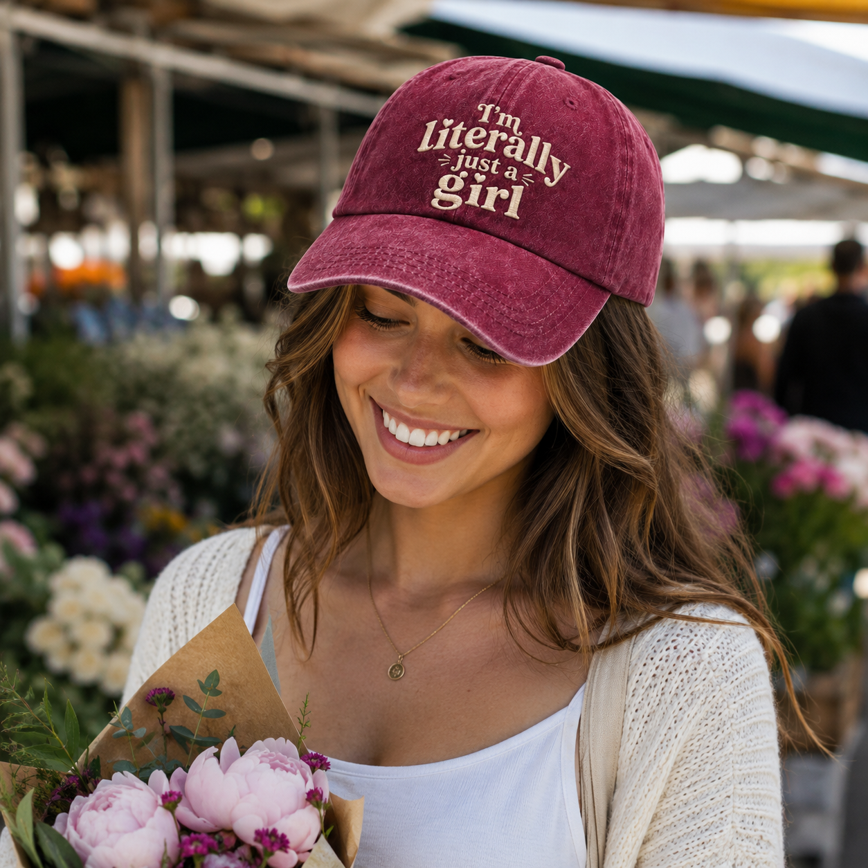 Literally Just a Girl Washed Cap - Washed Cap - lifestyle