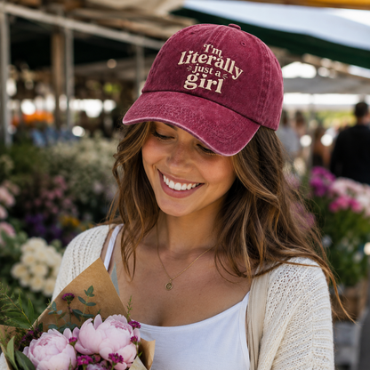 Literally Just a Girl Washed Cap - Washed Cap - lifestyle