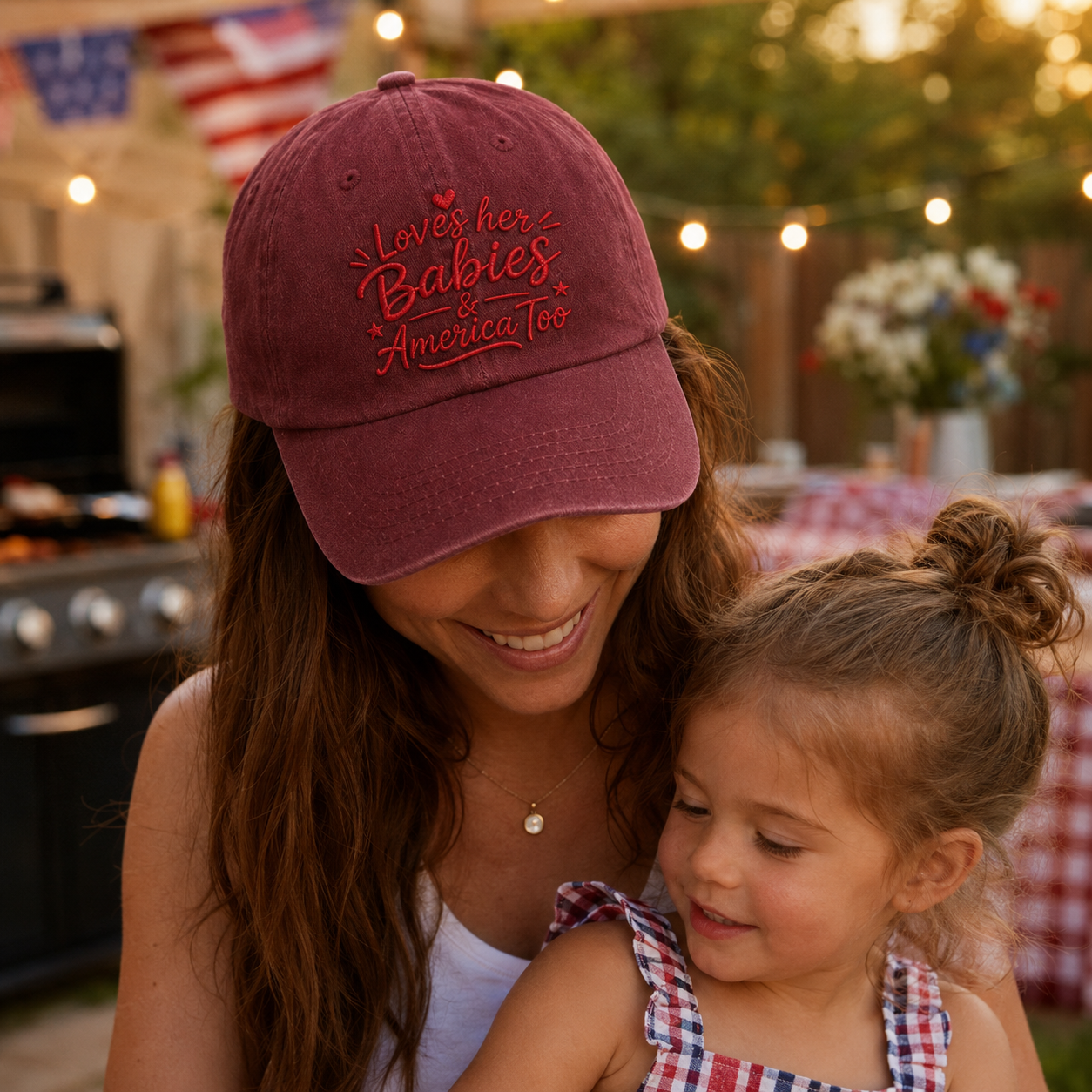 Loves Her Babies America Too Washed Cap - Washed Cap - detail