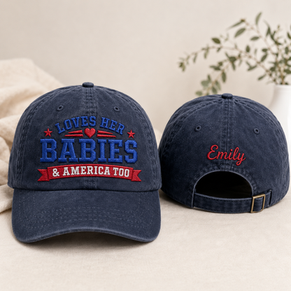 Loves Her Babies Washed Cap - Washed Cap - front view