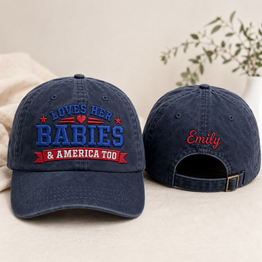 Loves Her Babies Washed Cap - Washed Cap - front view