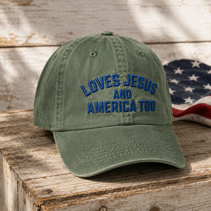 Loves Jesus and America Too Washed Cap - washed cap - alternate angle