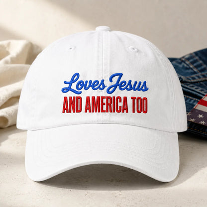 Loves Jesus And America Too Washed Cap - washed cap - front view