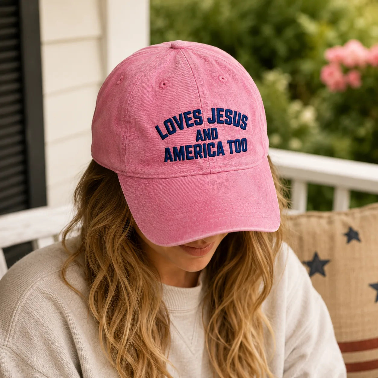 Loves Jesus and America Too Washed Cap - washed cap - styled