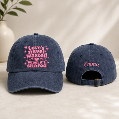 Love's Never Wasted Embroidered Washed Cap - Washed Cap - front view