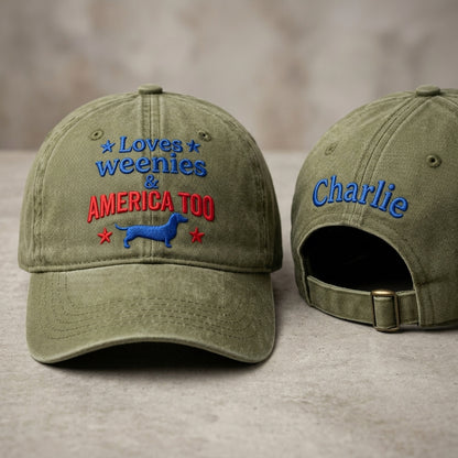 Loves Weenies Embroidered Washed Cap - Washed Cap - front view