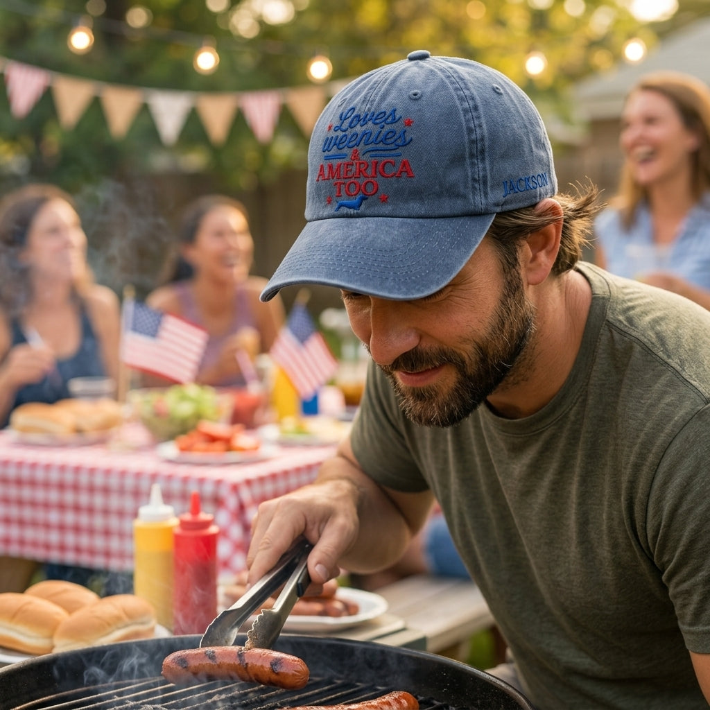 Loves Weenies Embroidered Washed Cap - Washed Cap - front view