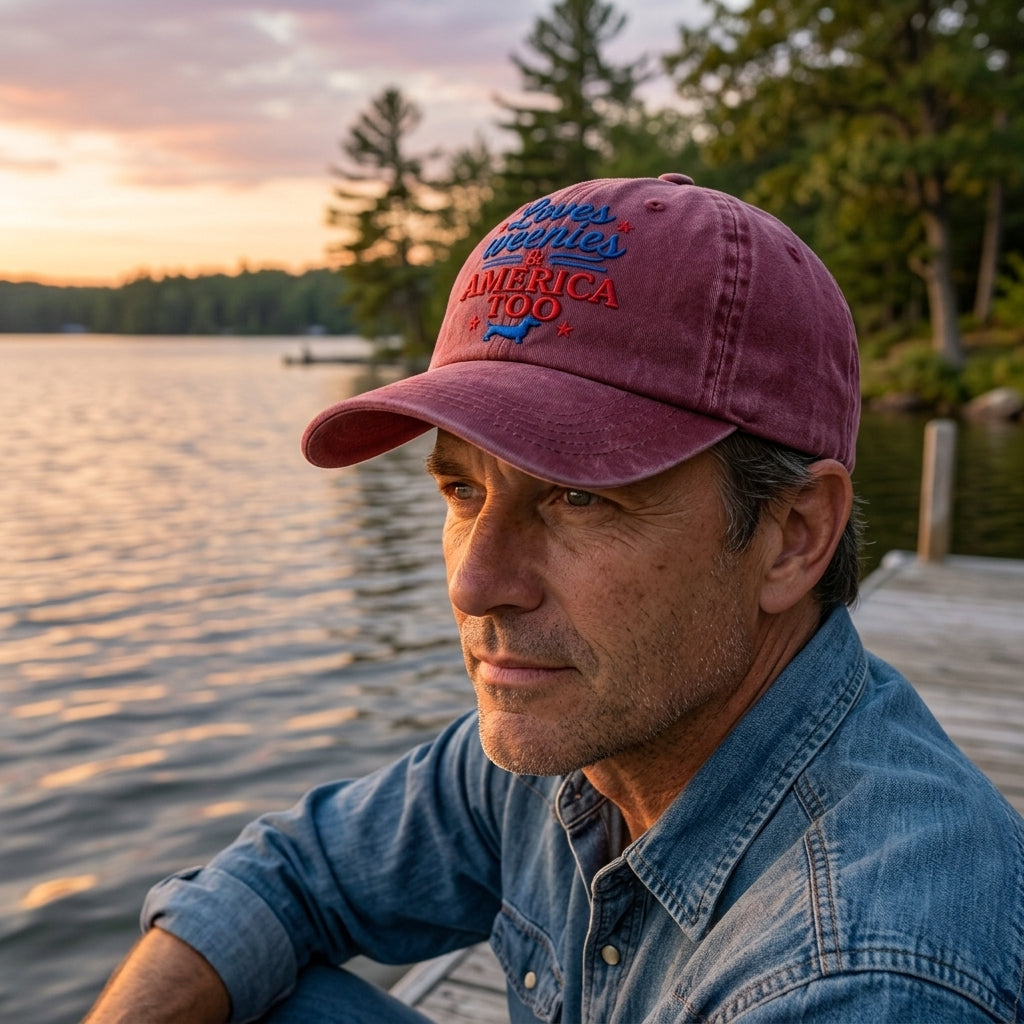 Loves Weenies Embroidered Washed Cap - Washed Cap - front view