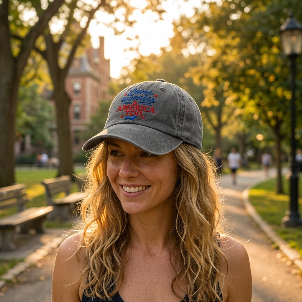 Loves Weenies Embroidered Washed Cap - Washed Cap - front view