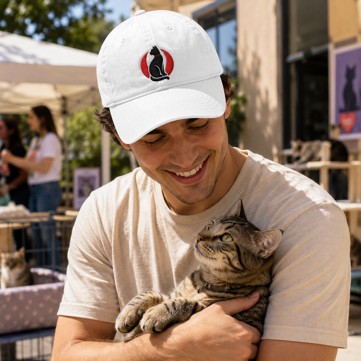 Luna Cat Embroidered Washed Cap - Washed Cap - lifestyle