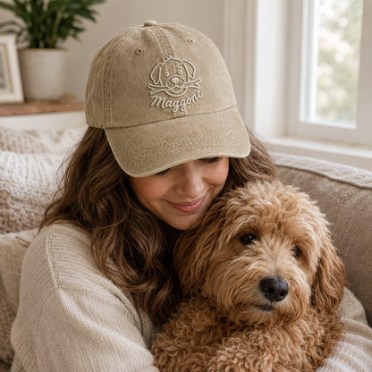 Maggie Dog Embroidered Washed Cap - Washed Cap - alternate angle