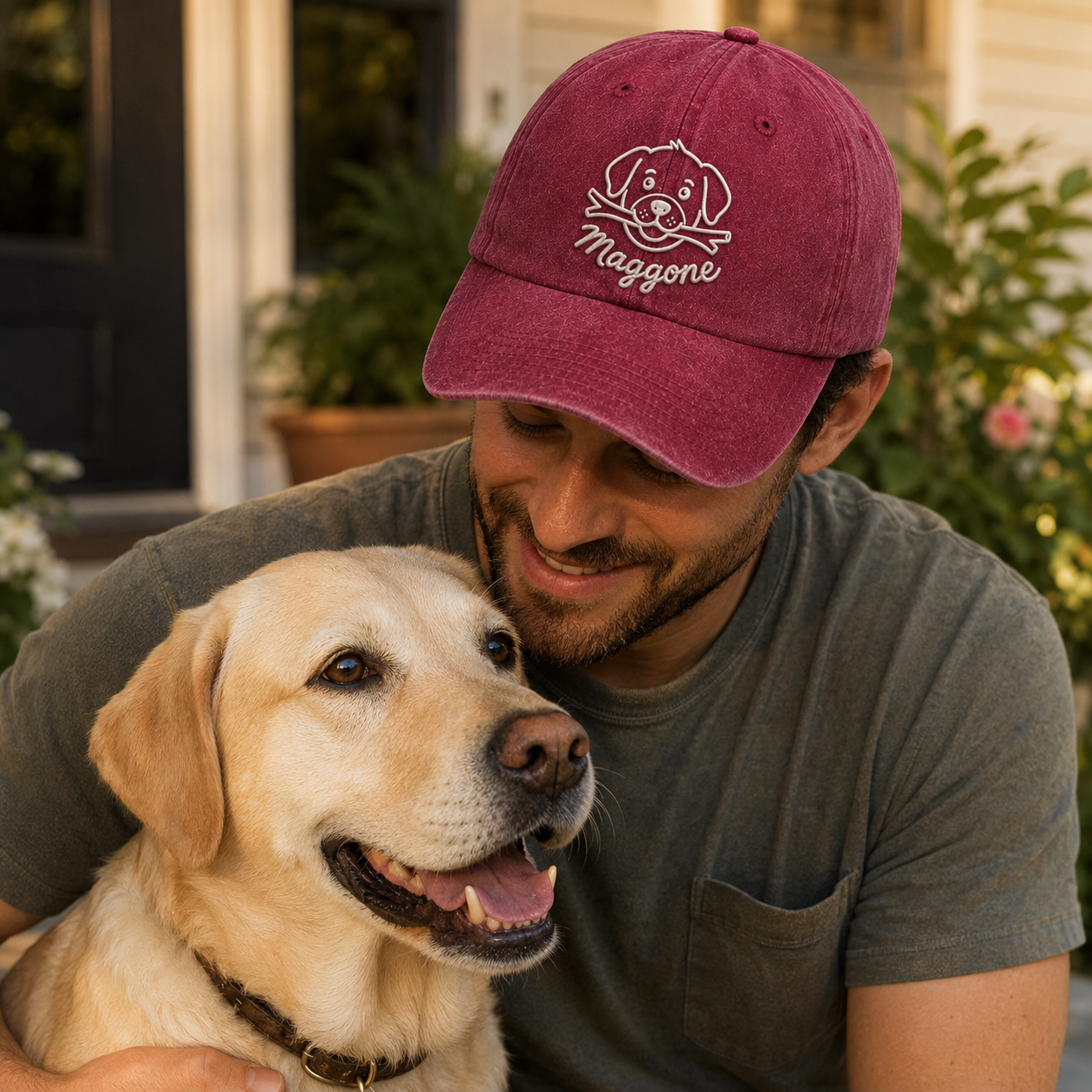Maggie Dog Embroidered Washed Cap - Washed Cap - lifestyle
