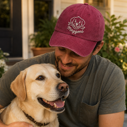 Maggie Dog Embroidered Washed Cap - Washed Cap - lifestyle