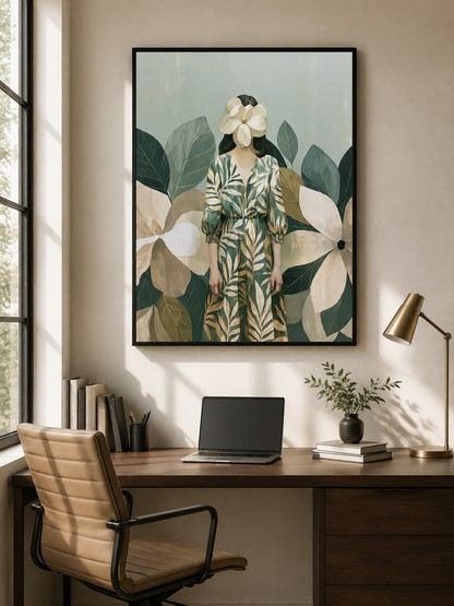 Magnolia Woman Art Print - Wall Art Decor - packaging - magnolia woman art print, botanical woman wall art