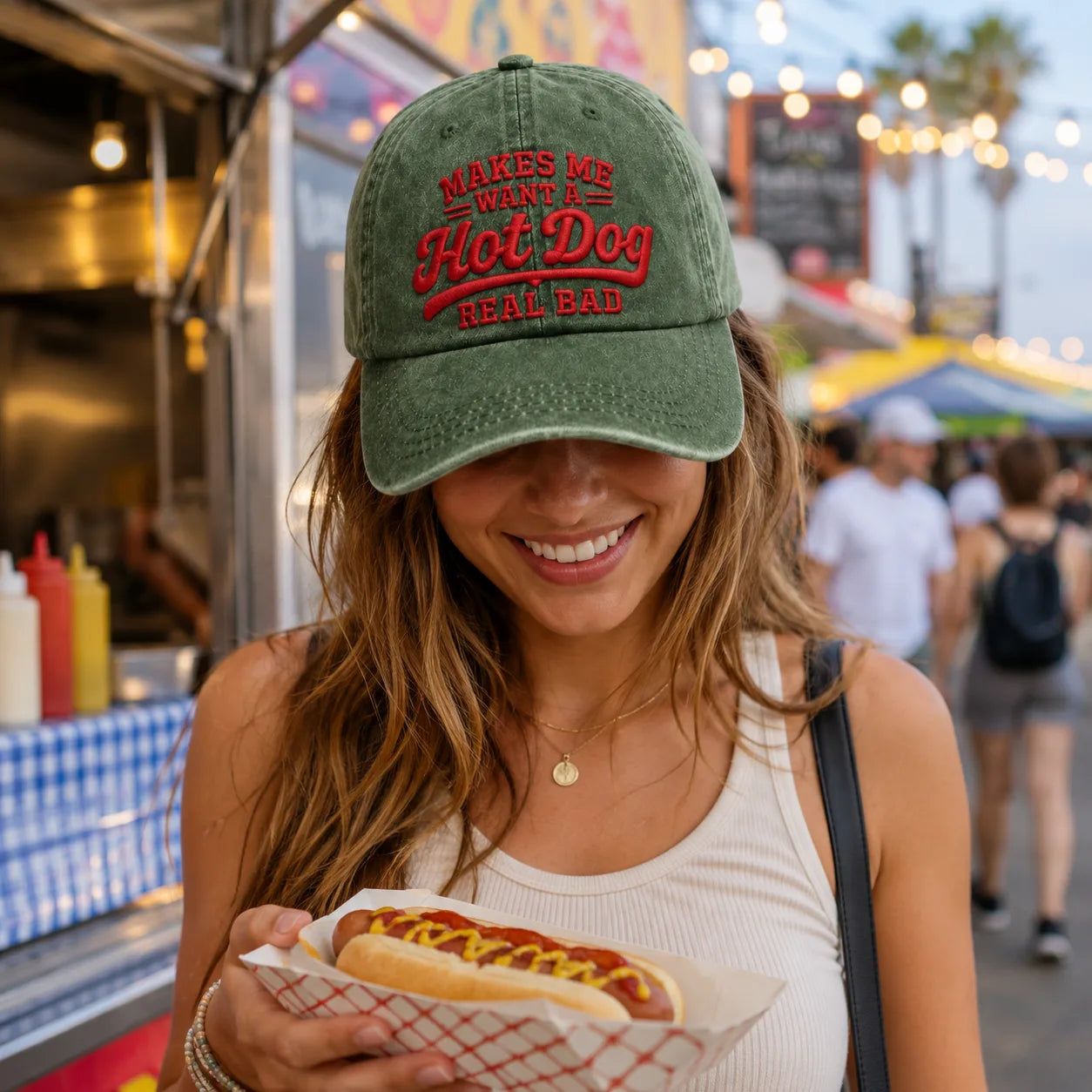 Makes Me Want a Hot Dog Real Bad Washed Cap - washed cap - detail