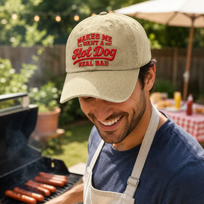 Makes Me Want a Hot Dog Real Bad Washed Cap - washed cap - lifestyle