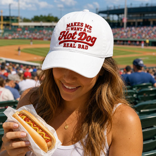 Makes Me Want a Hot Dog Real Bad Washed Cap - washed cap - side view