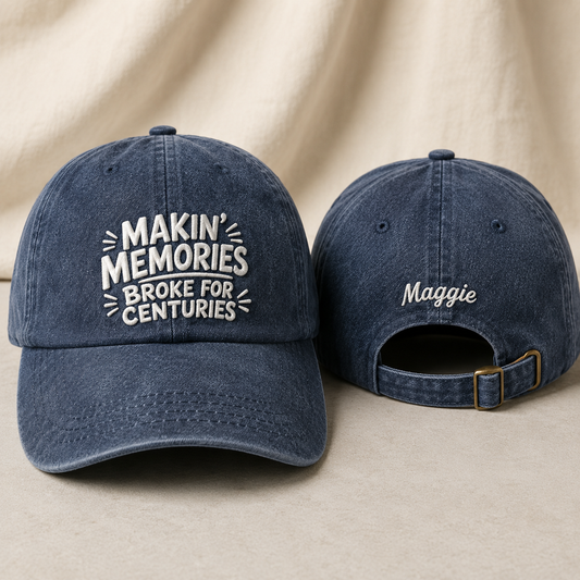 Makin Memories Embroidered Washed Cap - Washed Cap - front view