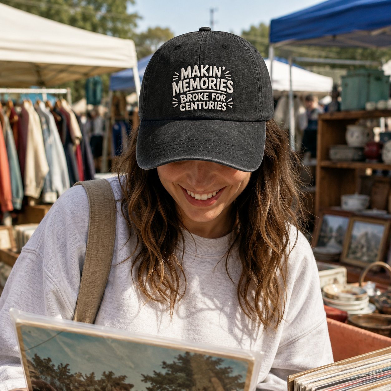 Makin Memories Embroidered Washed Cap - Washed Cap - side view
