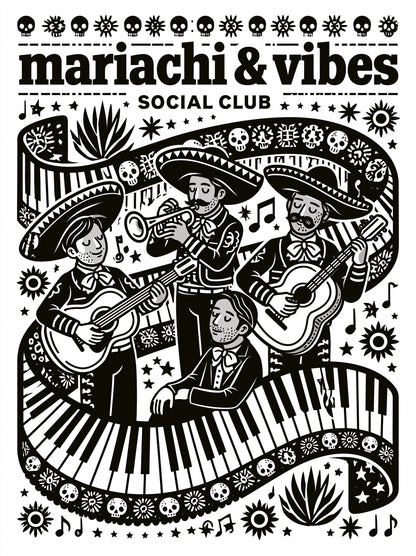 Plakat Zespołu Mariachi - Wall Art Decor - front view - mariachi band poster, mexican music wall art