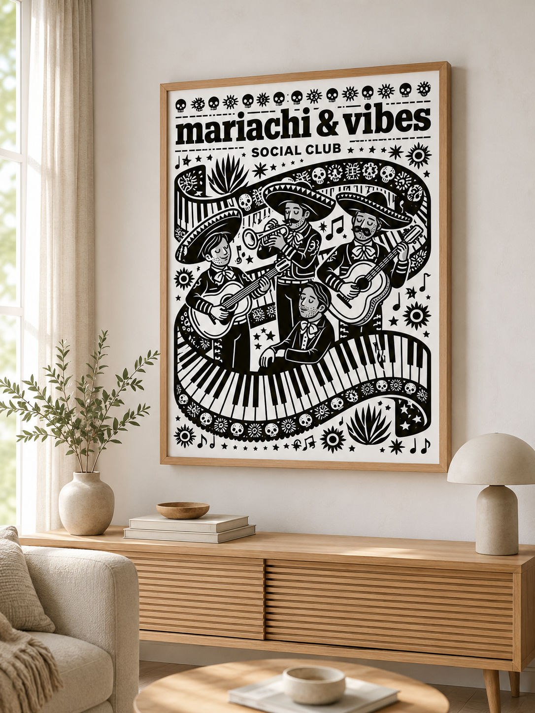 Plakat Zespołu Mariachi - Wall Art Decor - detail view - mariachi band poster, mexican music wall art