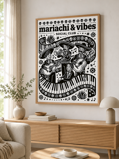 Plakat Zespołu Mariachi - Wall Art Decor - detail view - mariachi band poster, mexican music wall art