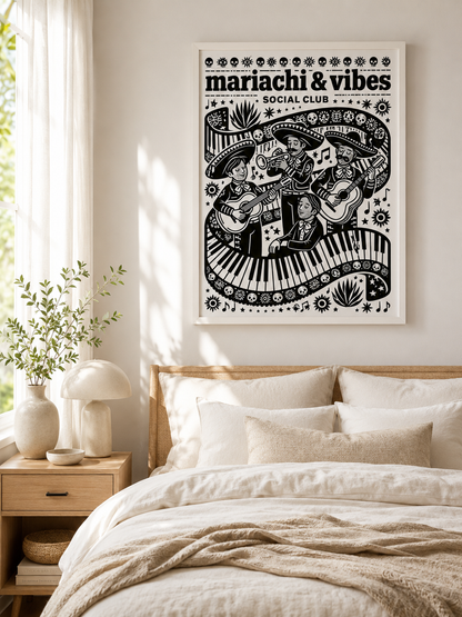 Plakat Zespołu Mariachi - Wall Art Decor - lifestyle shot - mariachi band poster, mexican music wall art