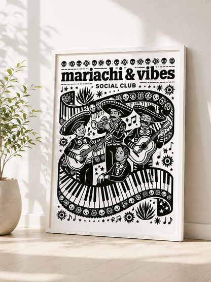 Plakat Zespołu Mariachi - Wall Art Decor - detail view - mariachi band poster, mexican music wall art