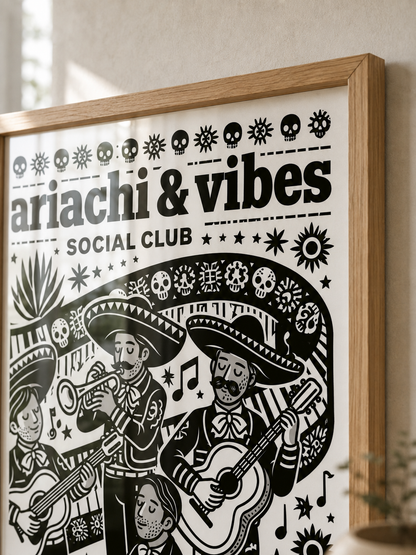 Plakat Zespołu Mariachi - Wall Art Decor - lifestyle shot - mariachi band poster, mexican music wall art