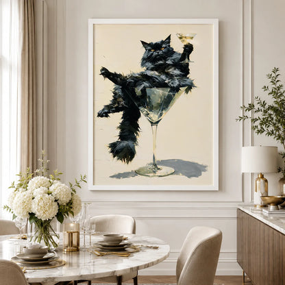 Martini Black Cat Wall Art Decor - Wall Art Decor - alternate angle