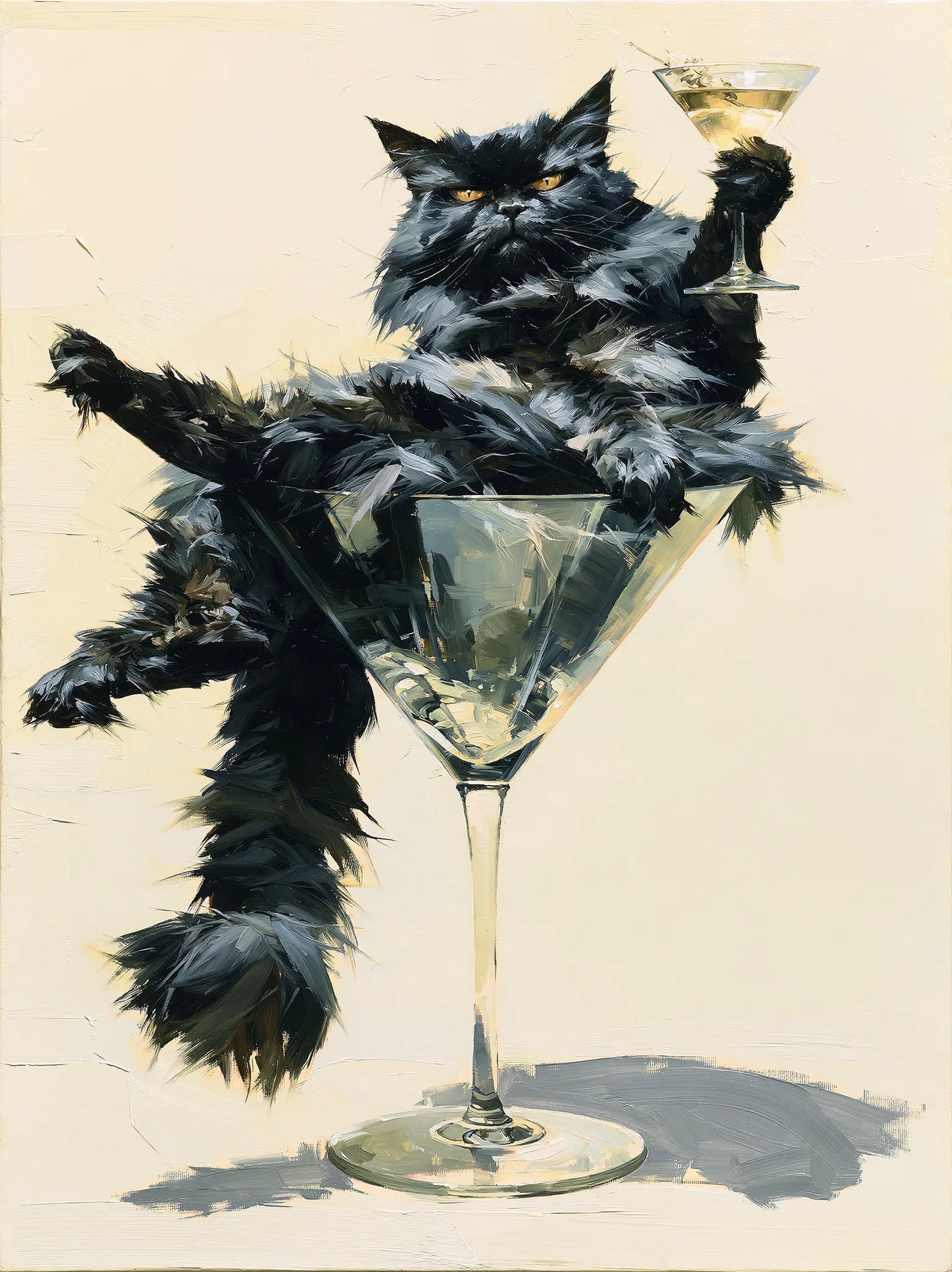 Martini Black Cat Wall Art Decor - Wall Art Decor - front view